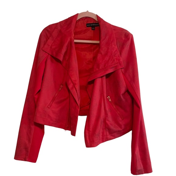 Rock & Republic Jackets & Blazers - Rock & Republic red faux crushed suede moto jacket size 12 large